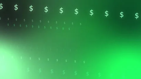 Green mint gradient with flowing glowing dollar symbols, Seamless Loop Stock Footage 341857272