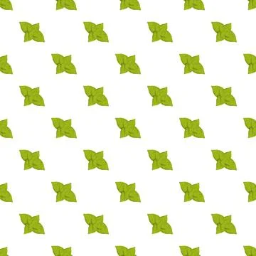 Green mint leaf pattern on white background 库存插图