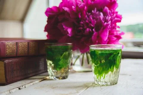 Green mint tea Stock Photos