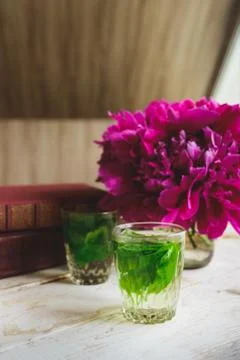 Green mint tea Stock Photos