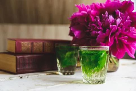Green mint tea Stock Photos