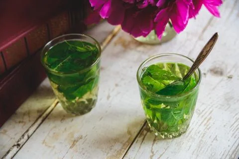 Green mint tea Foto stock