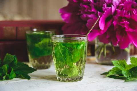 Green mint tea Foto stock