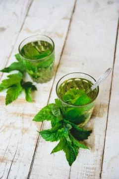 Green mint tea Stock Photos