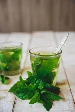 Green mint tea Stock Photos