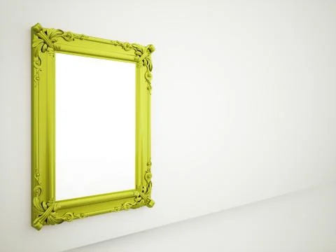 Green mirror frame old concept rendered Stock Illustration