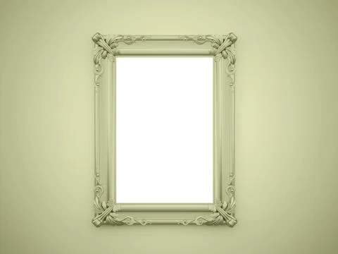 Green mirror frame on the wall rendered Ilustración de archivo
