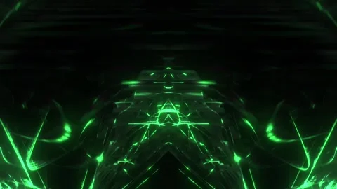 Green Mirrored Glitch Geometry VJ Loop Stock Footage 326724772