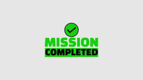 Green mission completed message with a checkmark Stock Footage 339254524