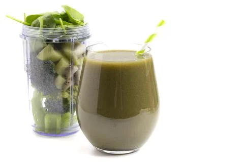 A Green Mixed Fruit and Vegetable Smoothie Ready to be Blended Stock Photos