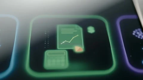 Green Mobile Business Analytics Cards And Report Charts 4K Stock Footage 341346574