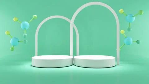 Green mock up to place product samples. on a pastel light green background,.. Stock Photos