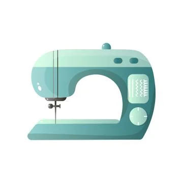 Green model sewing machine with different options print template isolated on Stock Illustration