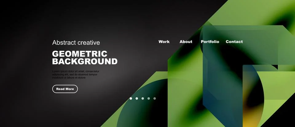 Green modern geometric forms web page template, panoramic vector background Stock Illustration