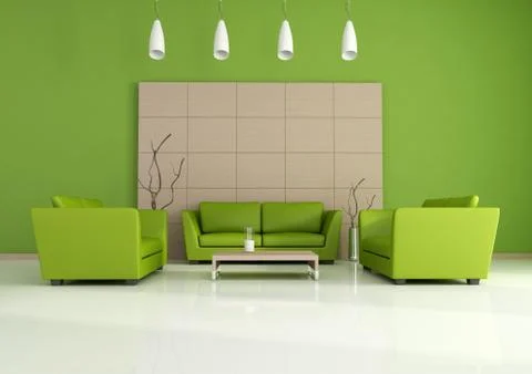 Green modern interior Stock Illustration