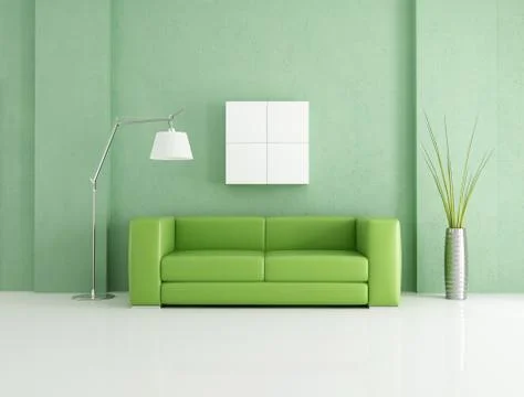 Green modern interior Stock Illustration