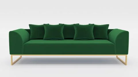 Green Modern Sofa - 3D Rendering Stock Illustration