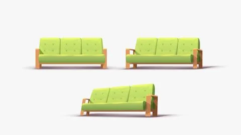 Green modern sofa in set on white Stock Illustration