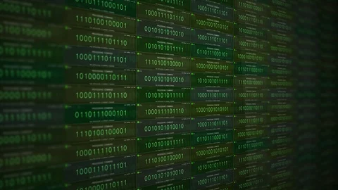 Green modern software application binary code processing commands ALT Video stock 92188332