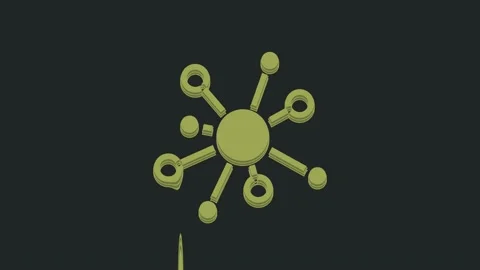 Green Molecule icon isolated on black background. Structure of molecules in Stock Footage 235594966