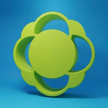 Green Molecule icon isolated on blue background. Structure of molecules in .. Stock Illustration