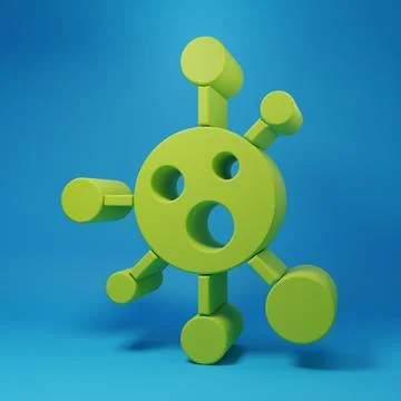 Green Molecule icon isolated on blue background. Structure of molecules in .. Stock Illustration