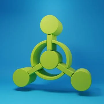Green Molecule icon isolated on blue background. Structure of molecules in .. Stock Illustration