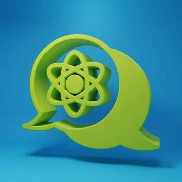 Green Molecule icon isolated on blue background. Structure of molecules in .. Stock Illustration
