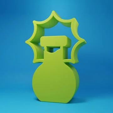 Green Molecule icon isolated on blue background. Structure of molecules in .. Stock Illustration