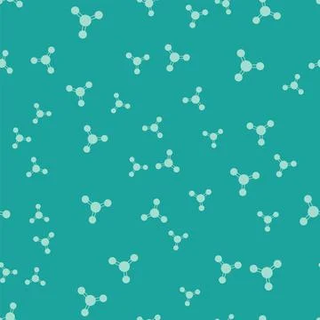 Green Molecule icon isolated seamless pattern on green background. Structure of Illustrazione stock