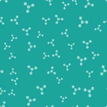 Green Molecule icon isolated seamless pattern on green background. Structur.. Illustrazione stock