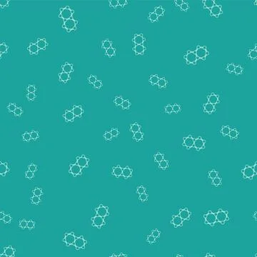 Green Molecule icon isolated seamless pattern on green background. Structur.. Stock Illustration