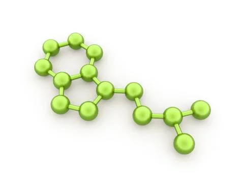 Green molecule rendered on white background Stock Illustration