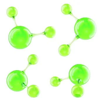 Green molecules set, 3D rendering Stock Illustration
