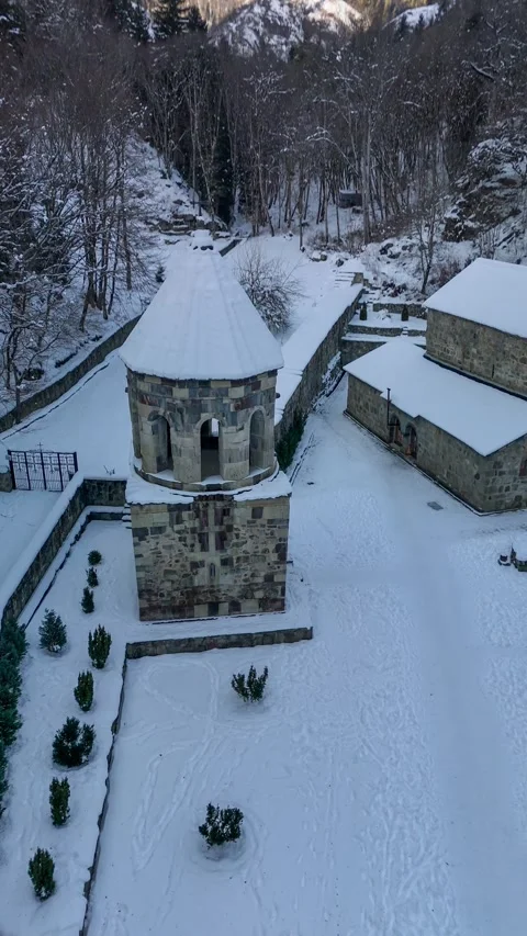 The Green Monastery in the Borjomi mountain gorge. Georgia. Stock Footage 332917567