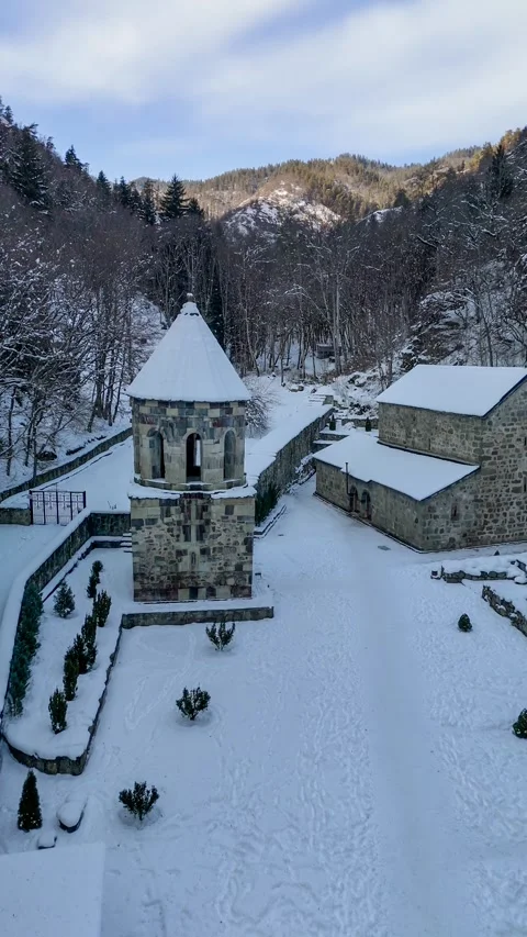 The Green Monastery in the Borjomi mountain gorge. Georgia. Stock Footage 332917602