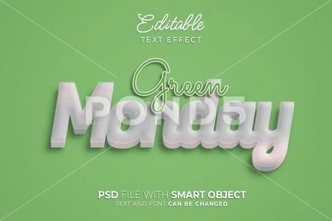 Green monday emboss style editable text effect PSD Template