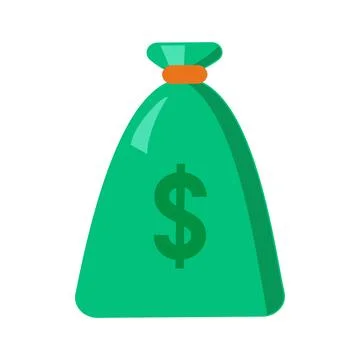 Green money bag flat illustration representing wealth イラスト素材