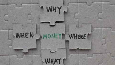 Green money concept. When, why, where and what. Stock Footage 304631264
