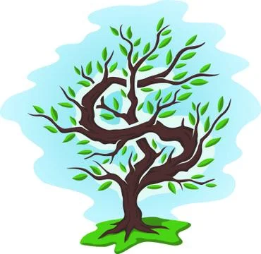 Green money tree with dollar Stock Illustration