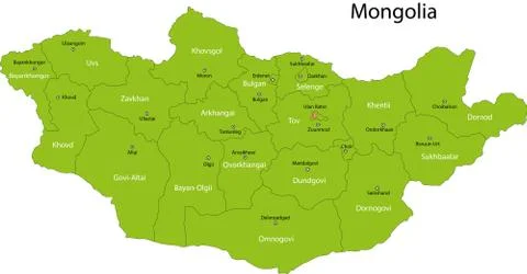 Green Mongolia map Stock Illustration