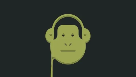 Green Monkey icon isolated on black background. Animal symbol. 4K Video motion Stock Footage 235510428