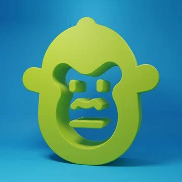 Green Monkey icon isolated on blue background. Animal symbol. Minimalism co.. Stock Illustration