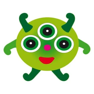 Green monster bacillus on white background Illustrazione stock