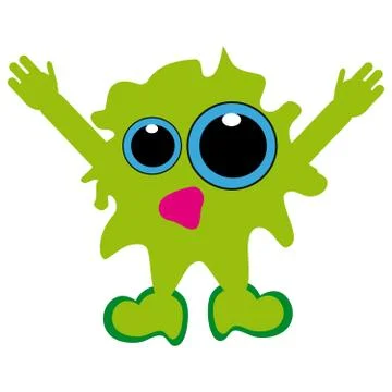 Green monster bacillus on white background Stock Illustration