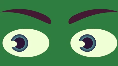 A green monster face with big eyes and background black cat ' s isolated Video stock 336885997