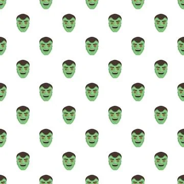 Green monster face pattern creating halloween wallpaper Stock Illustration