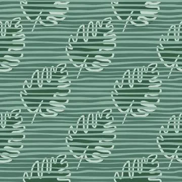 Green monstera leaf seamless pattern. Tropical leaves vector illustration. Ge Stock Illustration