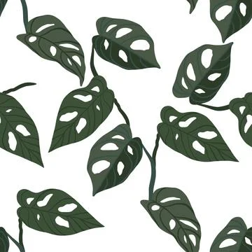 Green monstera spring pattern Stock Illustration