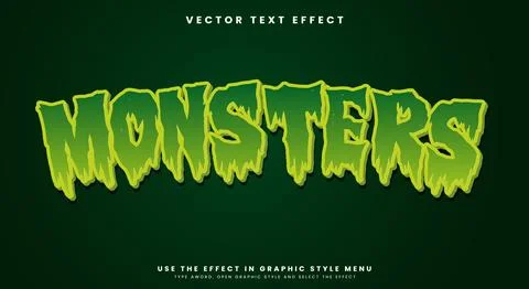 Green Monsters editable text effect Template Stock Illustration